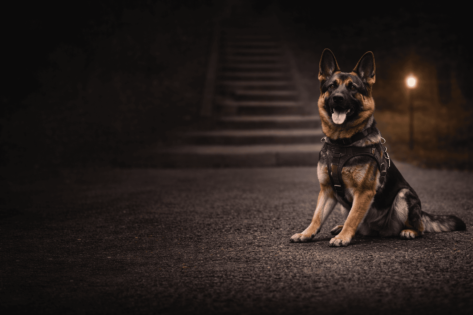 German Shepherd training under structured handling